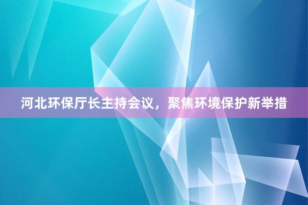 河北环保厅长主持会议，聚焦环境保护新举措